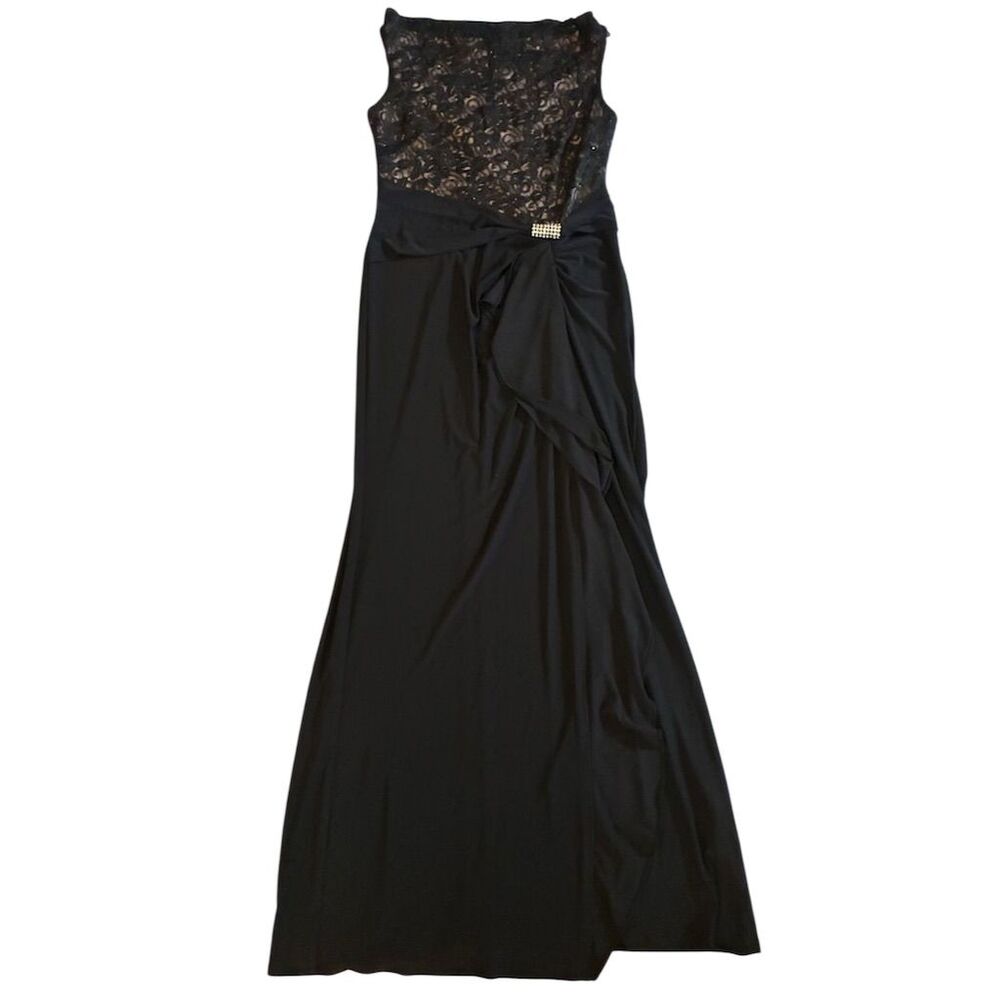 R&M Richards Women's Black‎ Lace Evening Gown Size 6 Formal Long Dress